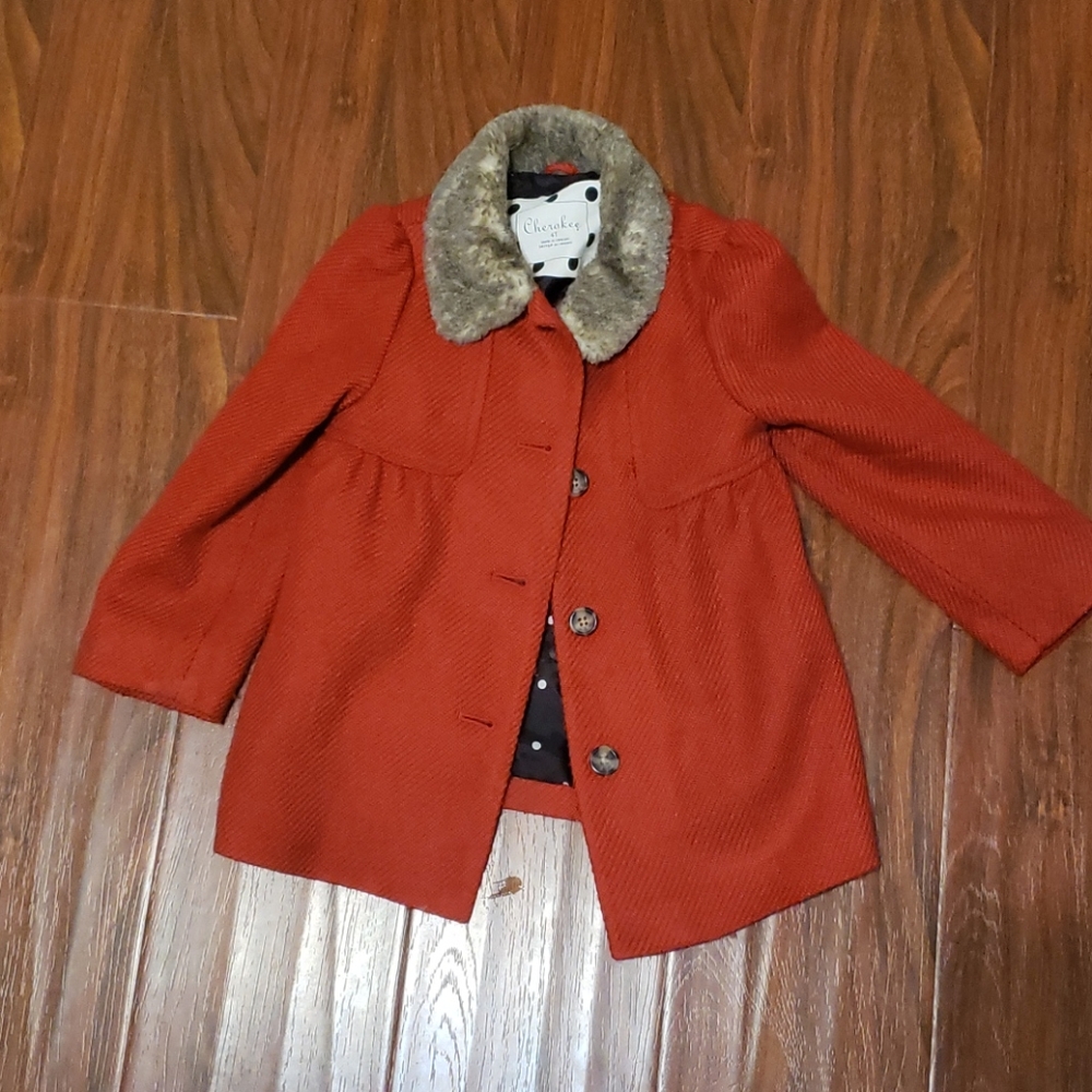 Red pea coat